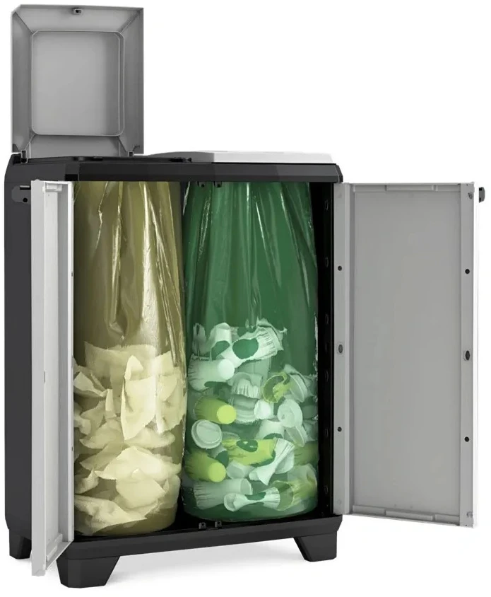 Keter Šiukšlių rūšiavimo spintelė Split Premium, pilka ir juoda, 92cm