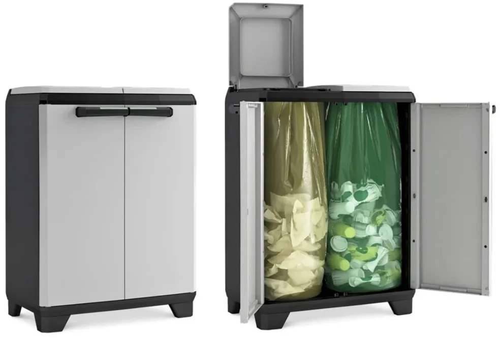Keter Šiukšlių rūšiavimo spintelė Split Premium, pilka ir juoda, 92cm