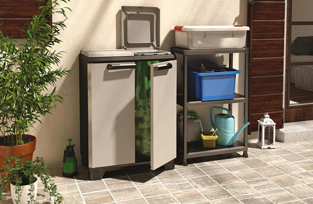 Keter Šiukšlių rūšiavimo spintelė Split Premium, pilka ir juoda, 92cm