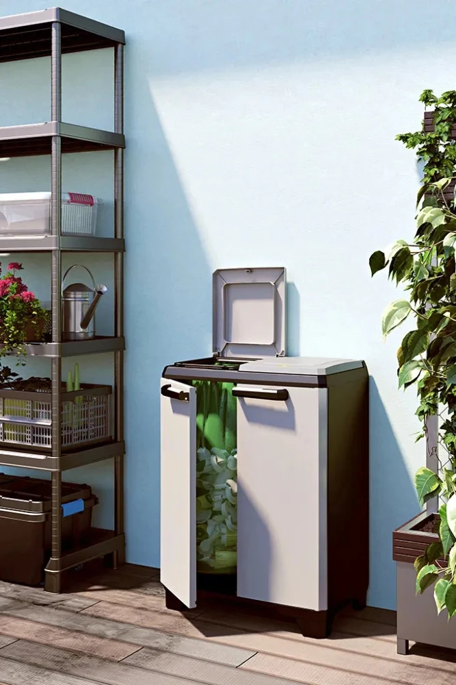 Keter Šiukšlių rūšiavimo spintelė Split Premium, pilka ir juoda, 92cm