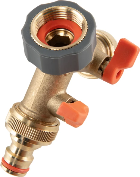 Skirstytuvas Bradas BRASS SOFT 2 kanalų, su 3/4" vid.sr. vožtuvais ir jungtim 3/4" čiaupui