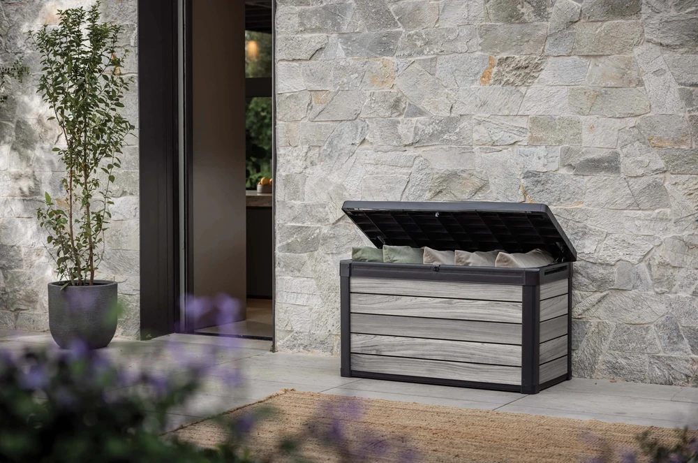 Sodo daiktadėžė Keter DECO DEC BOX, 380 l, Storm Pilkas