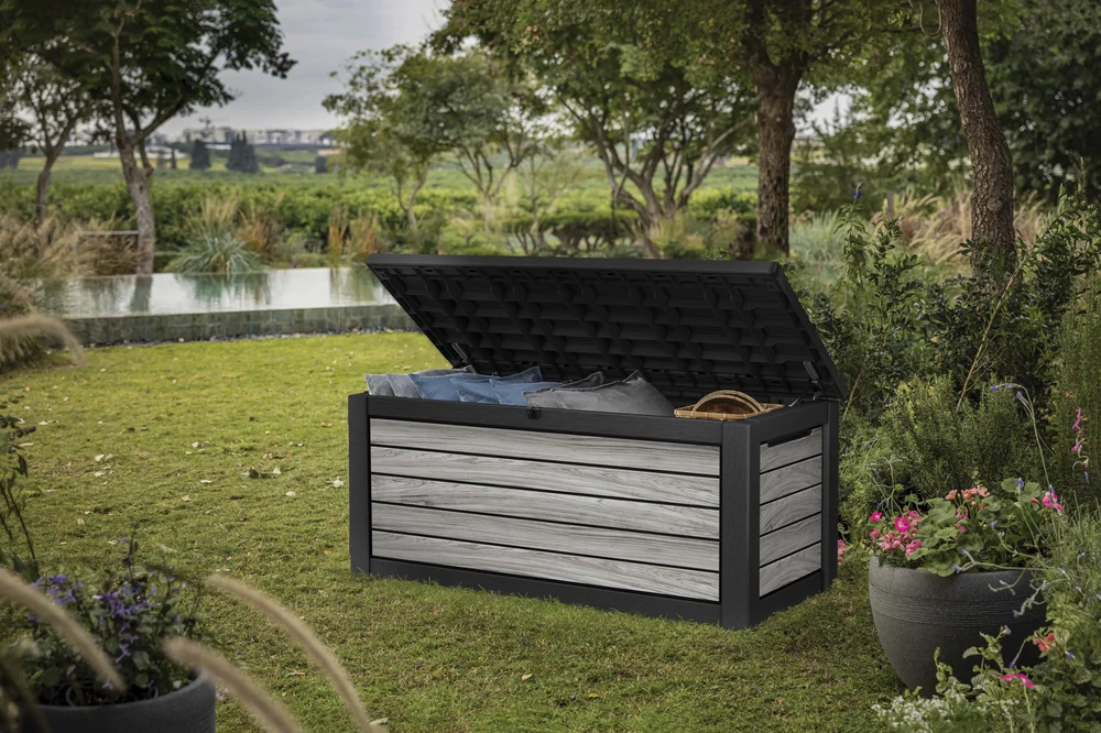 Sodo daiktadėžė Keter DECO DEC BOX, 630 l, Storm Pilkas