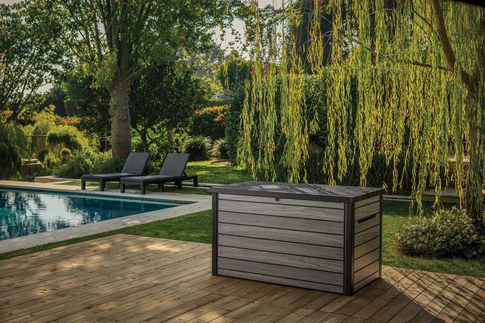 Sodo daiktadėžė Keter DECO DEC BOX, 870 l, Storm Pilkas