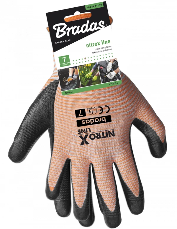 Sodo ir darbo pirštinės Bradas NITROX LINE, 9 dydis, 6 vnt.