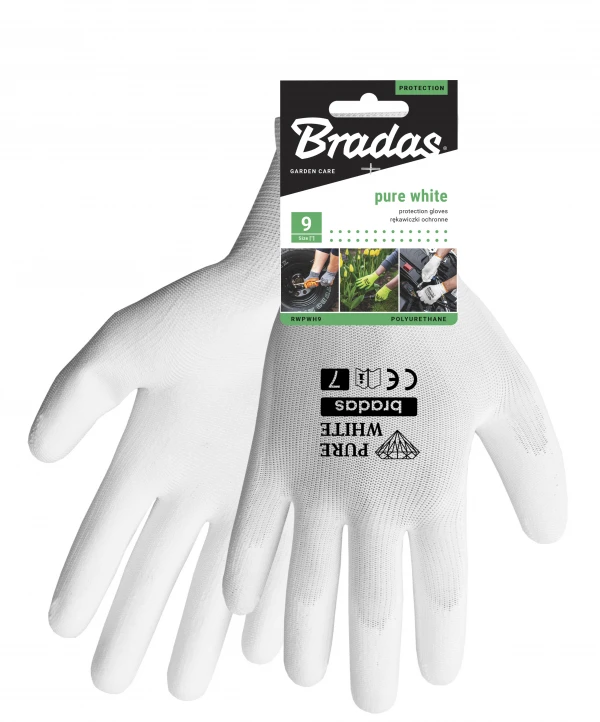 Sodo ir darbo pirštinės Bradas PURE Baltas, 9 dydis, 6 vnt.