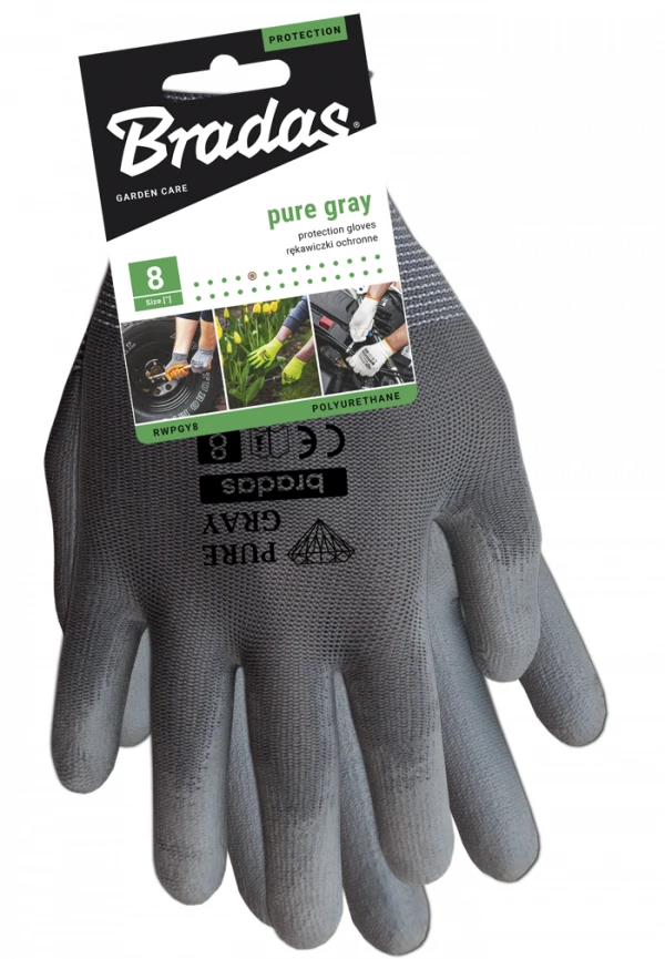 Sodo ir darbo pirštinės Bradas PURE GRAY, 9 dydis, 6 vnt.