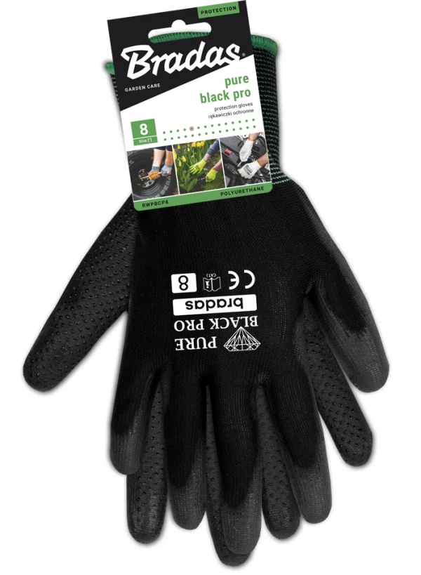 Sodo ir darbo pirštinės Bradas PURE Juodas PRO, 10 dydis, 6 vnt.