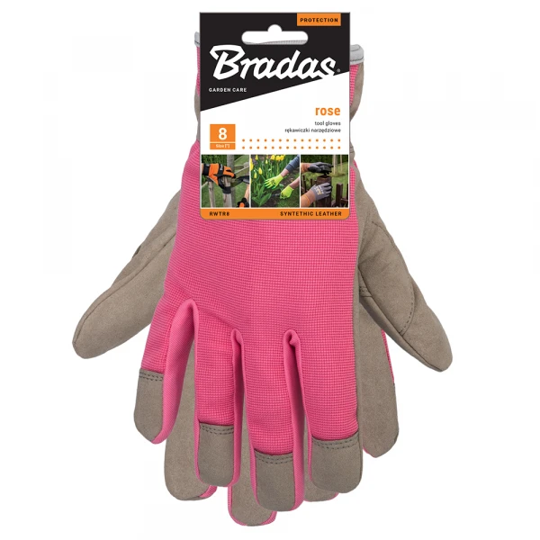 Sodo ir darbo pirštinės Bradas ROSE, 8 dydis, 6 vnt.