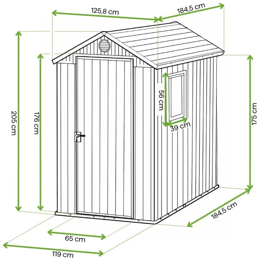 Sodo įrankių namelis Keter Darwin 4x6, rudas, 125,8 x 184,5 x 205 cm
