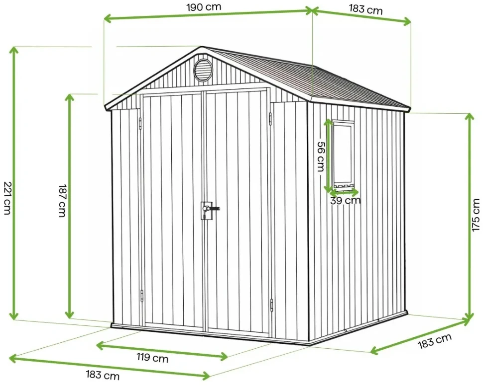 Keter sodo namelis DARWIN 6x6, pilkas, 190 x182 x 221cm