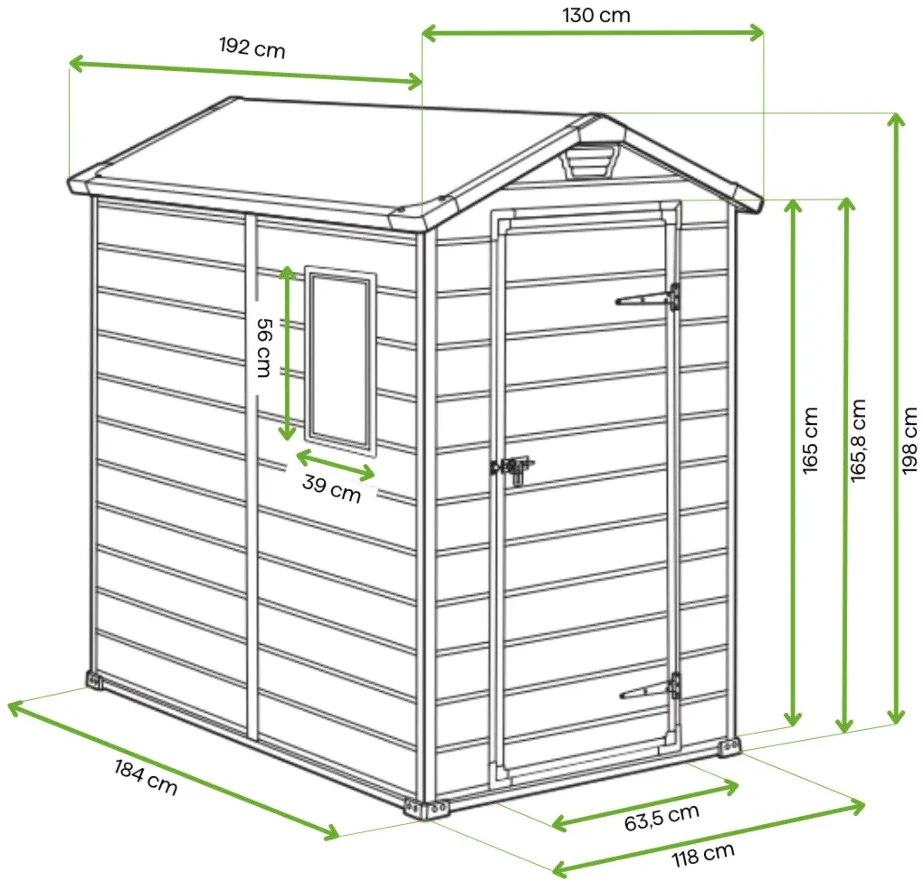 Sodo namelis/sandėliukas KETER Manor 4x6, 130 x 192 x 198 cm