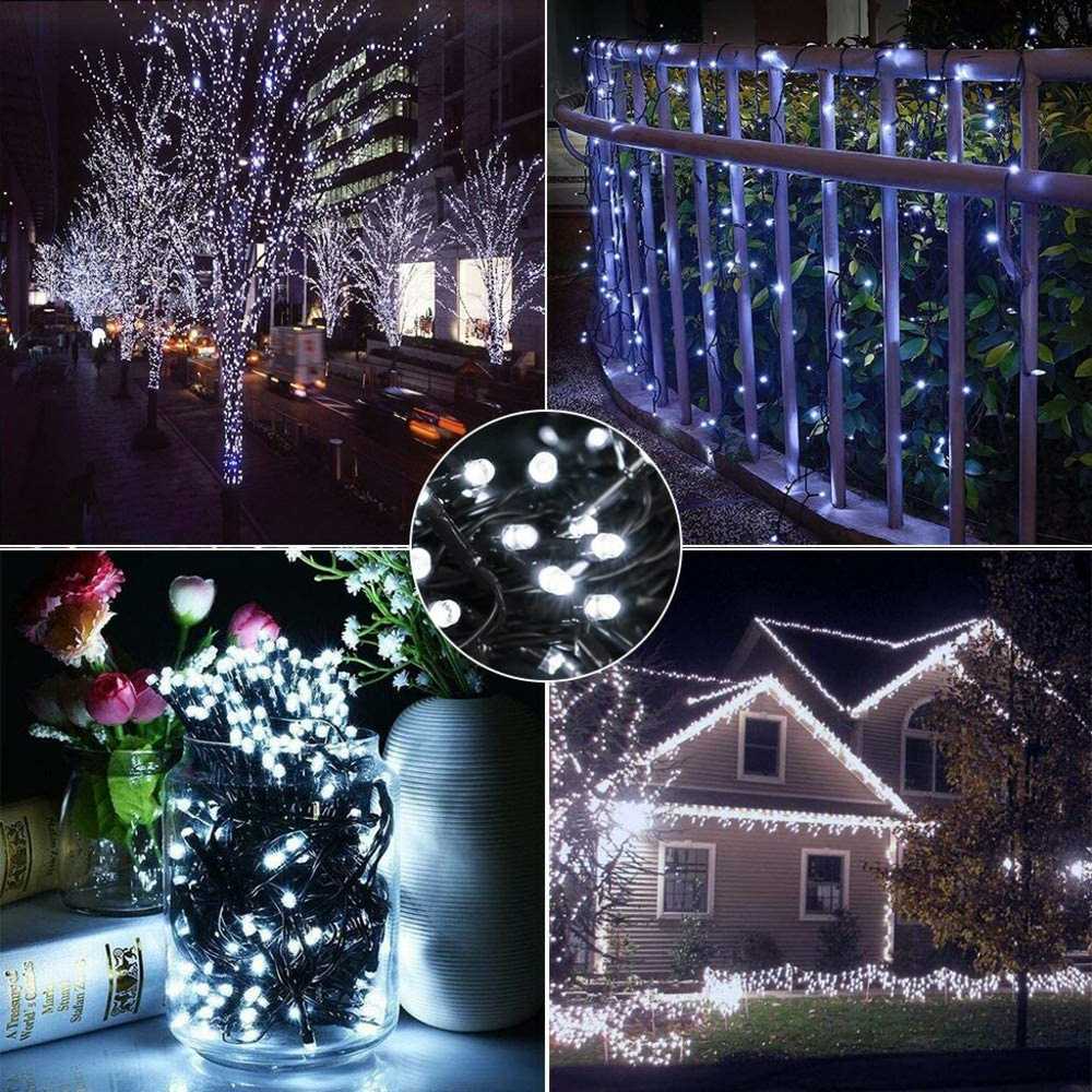 Soliarinė lempučių girlianda 100 LED, 10 m, šaltai balta