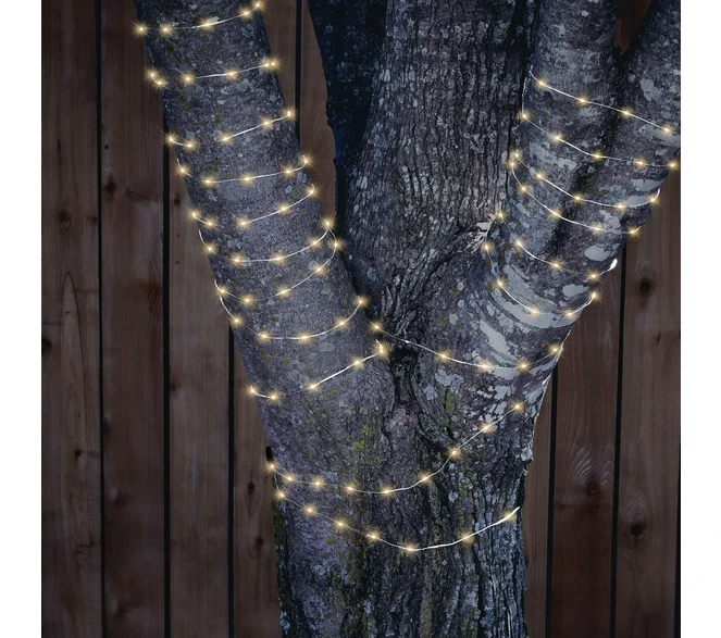 Soliarinė lempučių girlianda 100 LED, šiltai balta