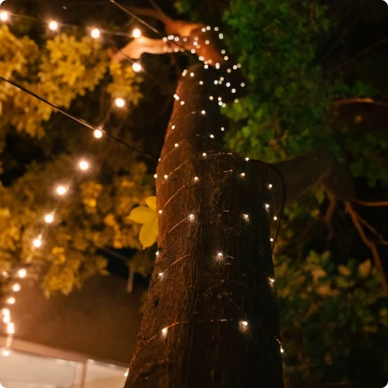 Soliarinė lempučių girlianda 100 LED, šiltai balta