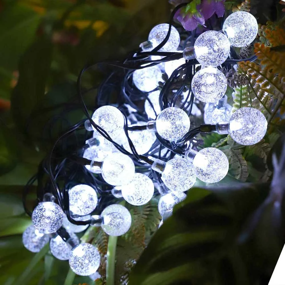 Soliarinė lempučių girlianda 20 LED, 5 m, šaltai balta