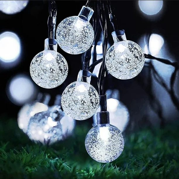 Soliarinė lempučių girlianda 20 LED, 5 m, šaltai balta