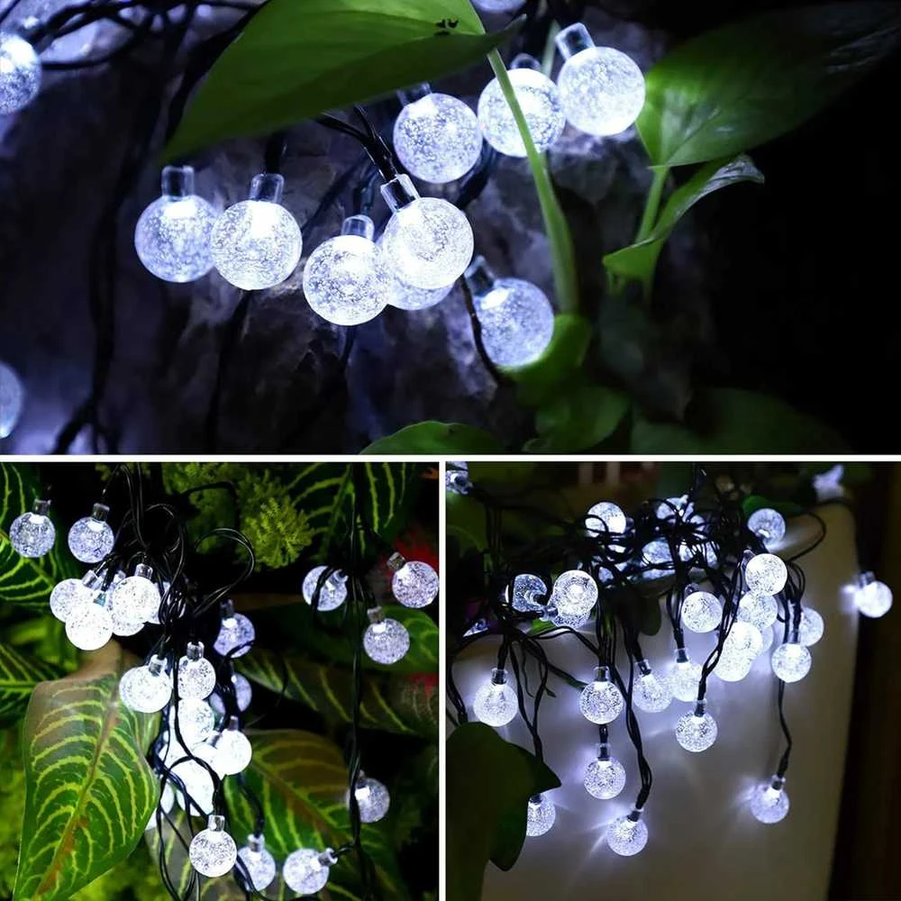 Soliarinė lempučių girlianda 20 LED, 5 m, šaltai balta