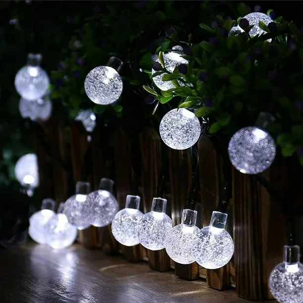 Soliarinė lempučių girlianda 20 LED, 5 m, šaltai balta