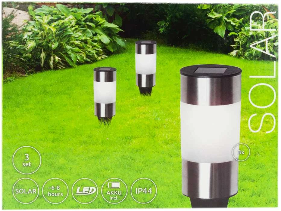 Soliariniai sodo šviestuvai SOLAR LED Inox, 3 vnt.