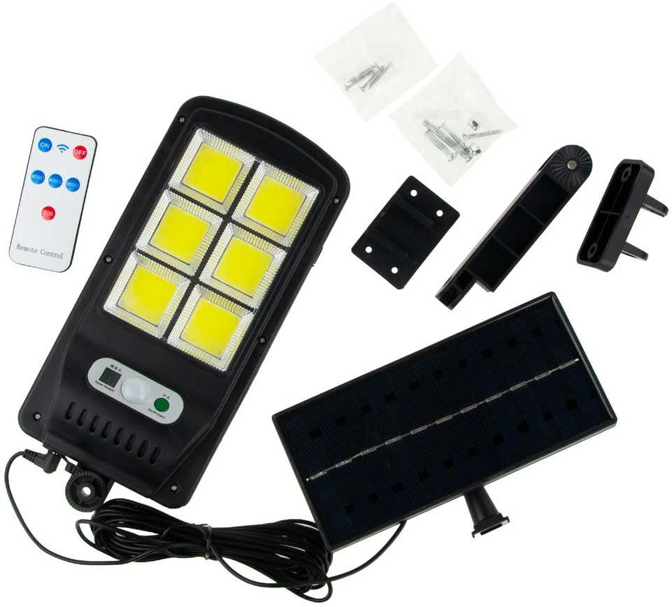 Soliarinis lauko šviestuvas su pultu COB 120 LED su laisvai pastatoma saulės baterija