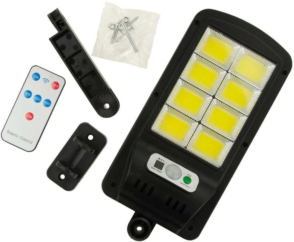 Soliarinis lauko šviestuvas su pultu COB 120 LED su tamsos ir judesio jutikliu