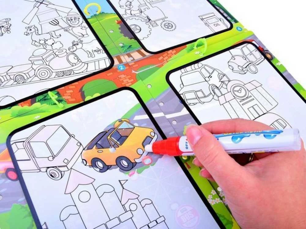 Spalvinimo knygelė su vandens rašikliu Transporto priemonės