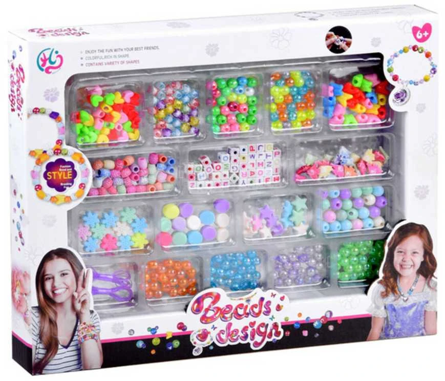 Spalvotų karoliukų rinkinys papuošalų gamybai