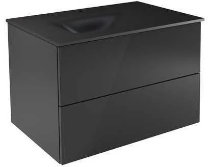 Spintelė Besco Akya Classic 76 cm su praustuvu ir klik-klak, Gun Metal glossy/Gun metal+Juodas matt