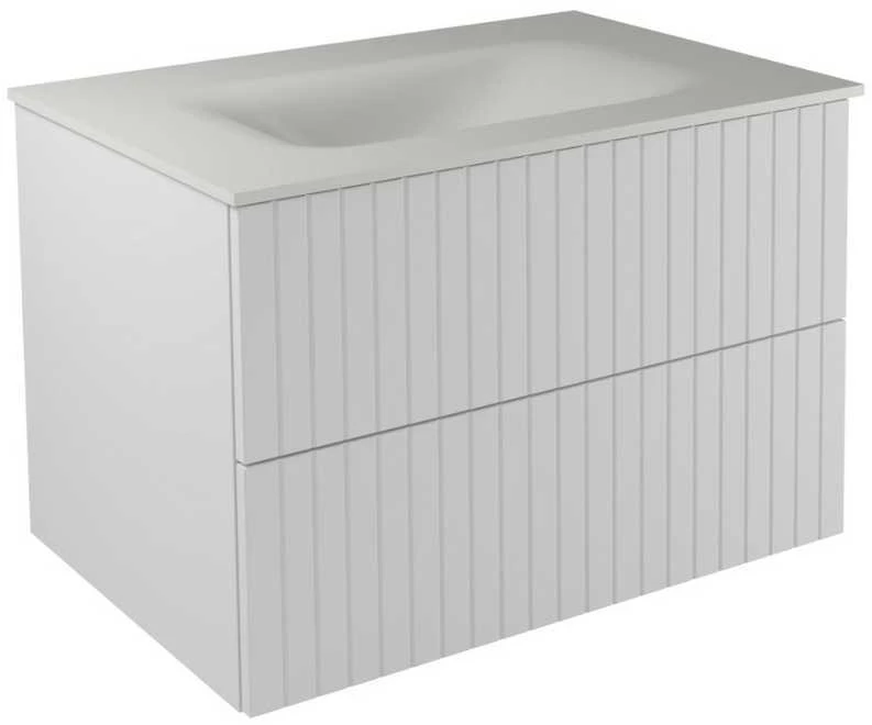 Spintelė Besco Akya Linea 76 cm su praustuvu ir klik-klak, Baltas matt/Baltas matt+Chrome