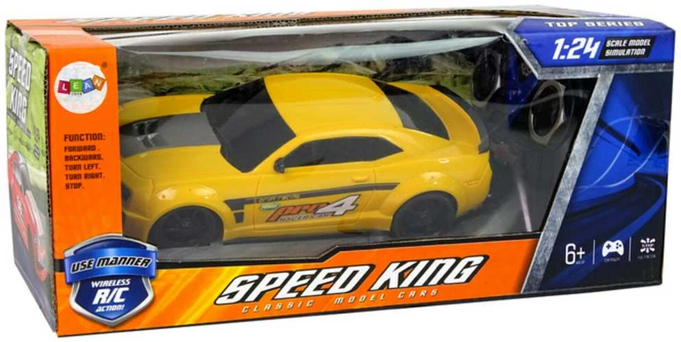 Sportinis automobilis 1:24 su nuotoliniu valdymu, geltonas
