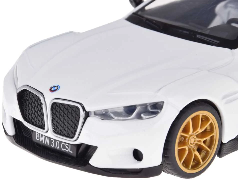 Sportinis automobilis BMW 3.0 CSL su garso ir šviesos efektais, baltas