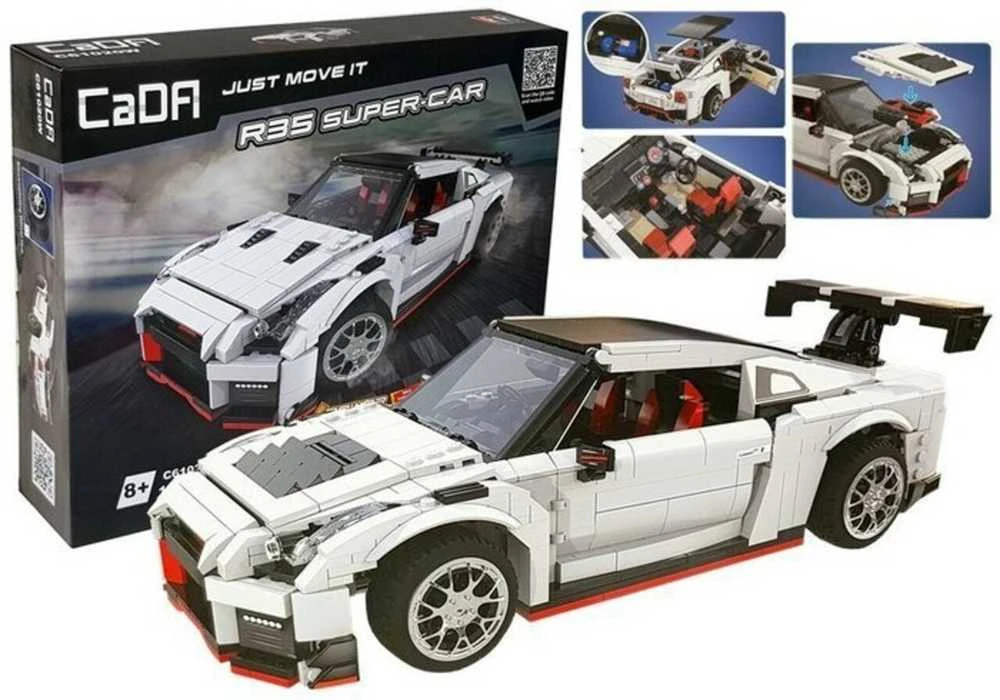 Sportinis automobilis iš statybinių kubelių, 1696 elementai