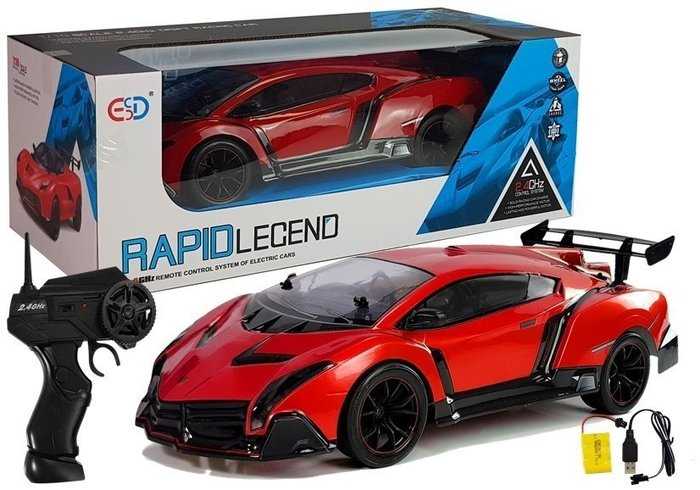 Sportinis automobilis RapidLegend su nuotolinio valdymo pultu, raudonas