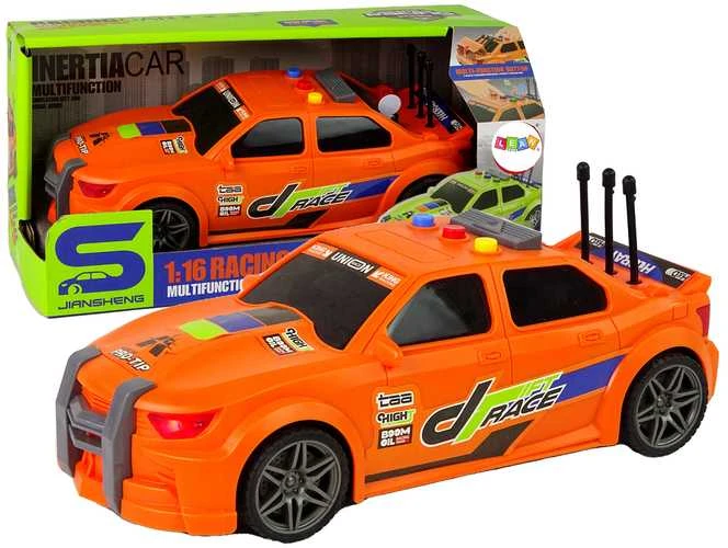 Sportinis automobilis su garsais, oranžinis