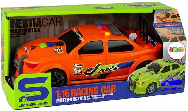 Sportinis automobilis su garsais, oranžinis