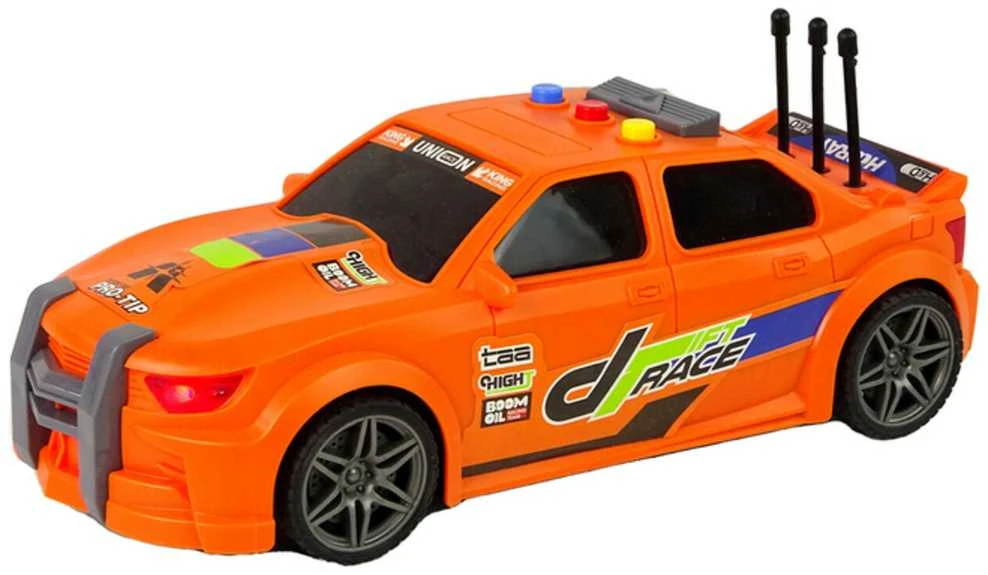 Sportinis automobilis su garsais, oranžinis