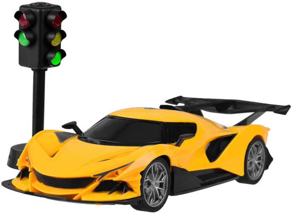Sportinis automobilis su nuotolinio valdymo pultu, geltonas