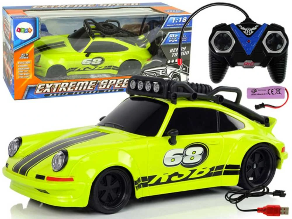 Sportinis automobilis su nuotolinio valdymo pultu, 1:18, žalias