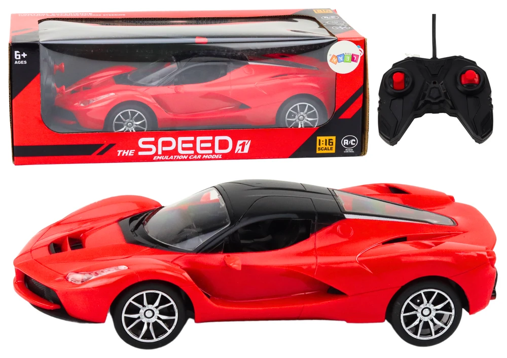 Sportinis automobilis su nuotolinio valdymo pultu RC 1:16, raudonas