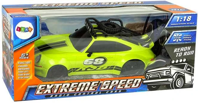 Sportinis automobilis su nuotolinio valdymo pultu, 1:18, žalias