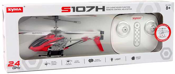 Sraigtasparnis SYMA S107H su nuotolinio valdymo pultu, raudonas