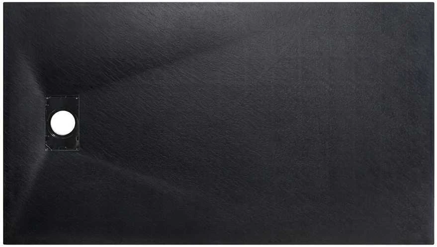 Stačiakampis dušo padėklas Besco Vexo Juodas, 150 x 90 cm