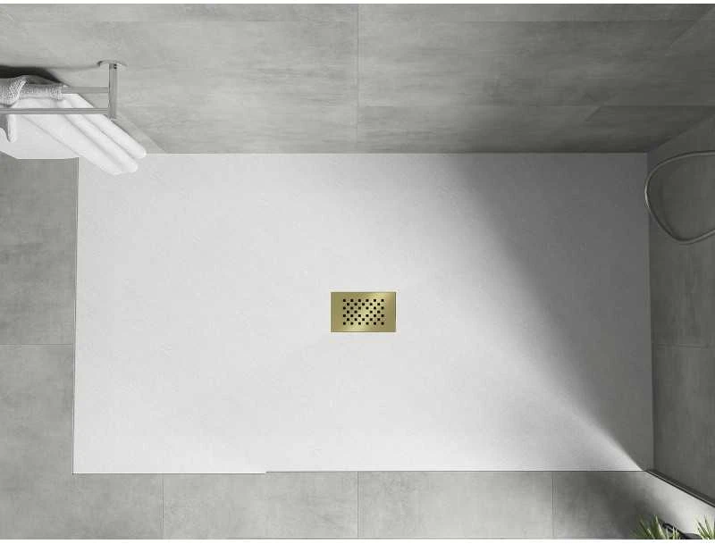 Stačiakampis dušo padėklas Mexen Hugo SMC, 180 x 100 cm, Baltas+Gold
