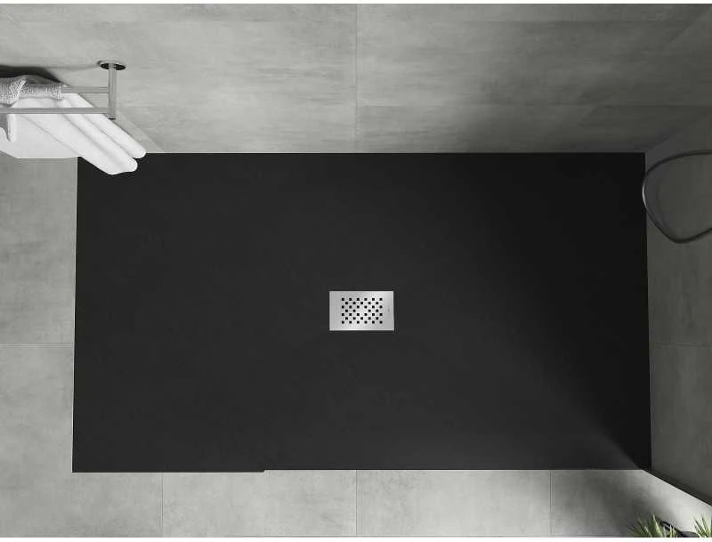 Stačiakampis dušo padėklas Mexen Hugo SMC, 150 x 100 cm, Juodas+Inox
