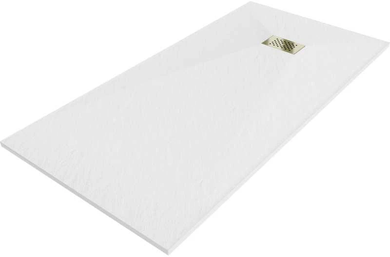 Stačiakampis dušo padėklas Mexen Hugo SMC, 180 x 80 cm, Baltas+Gold
