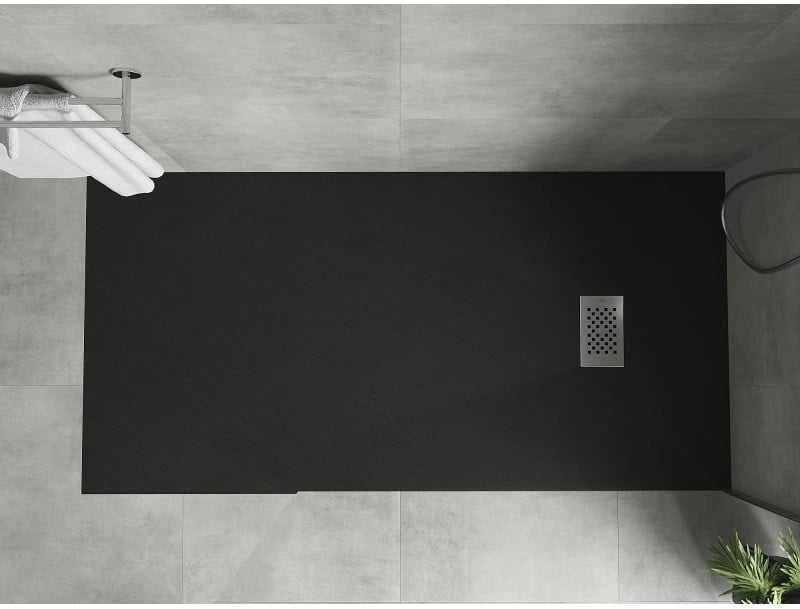Stačiakampis dušo padėklas Mexen Hugo SMC, 180 x 80 cm, Juodas+Inox
