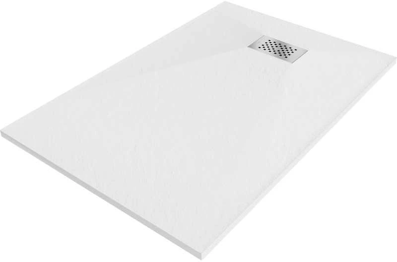 Stačiakampis dušo padėklas Mexen Hugo SMC, 120 x 80 cm, Baltas+Inox