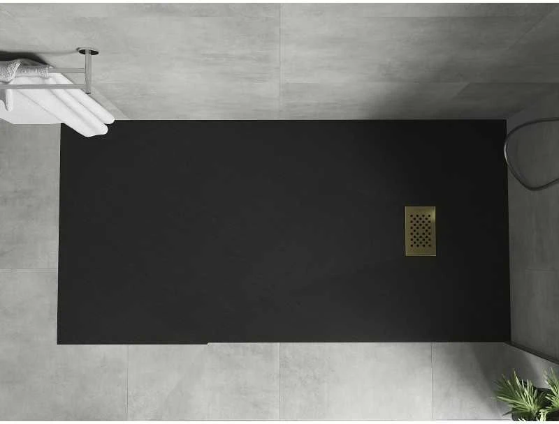 Stačiakampis dušo padėklas Mexen Hugo SMC, 180 x 90 cm, Juodas+Gold