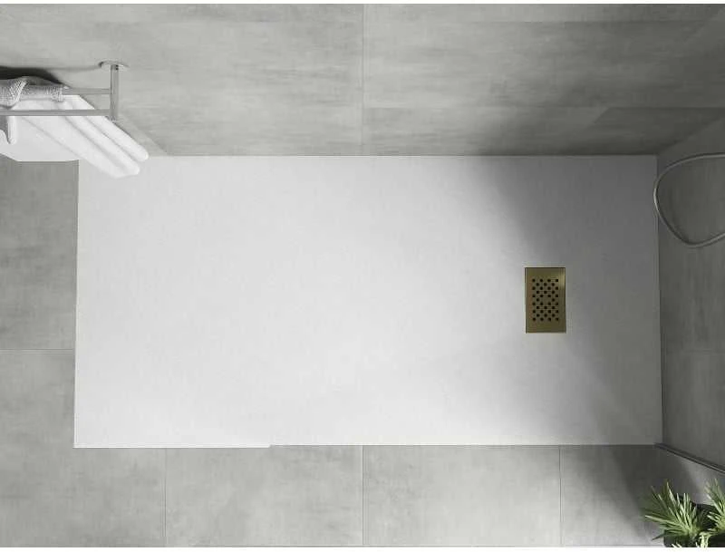 Stačiakampis dušo padėklas Mexen Hugo SMC, 180 x 80 cm, Baltas+Gold